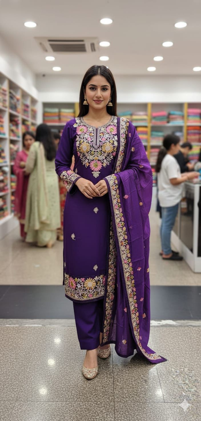 Jaamdani Silk Elephant Digital Print Suit image 2