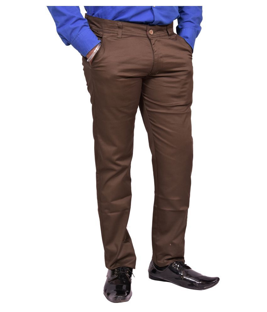 Just Trousers Dark Brown Dark Brown Slim -Fit Flat Trousers
