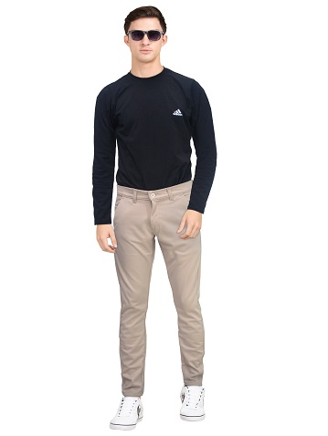 Just Trousers Beige Slim -Fit Flat Trousers