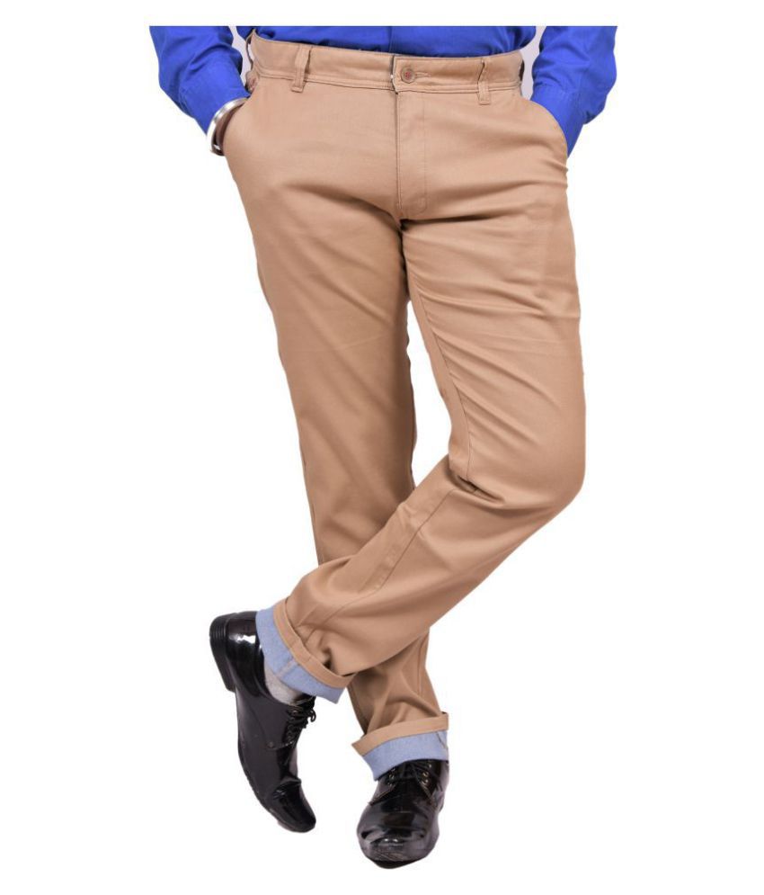 Just Trousers Khaki Slim -Fit Flat Trousers